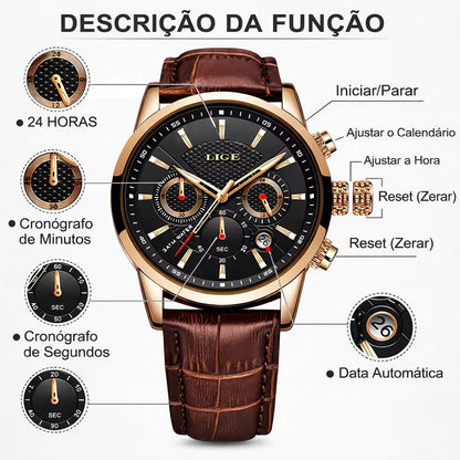 Relógio Men´s Luxe Couro Legítimo